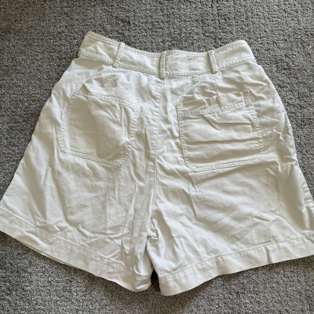 Madewell Pleated Cotton Linen Shorts Cream Sz 6 Coastal Minimal Tailored Preppy - Picture 11 of 11